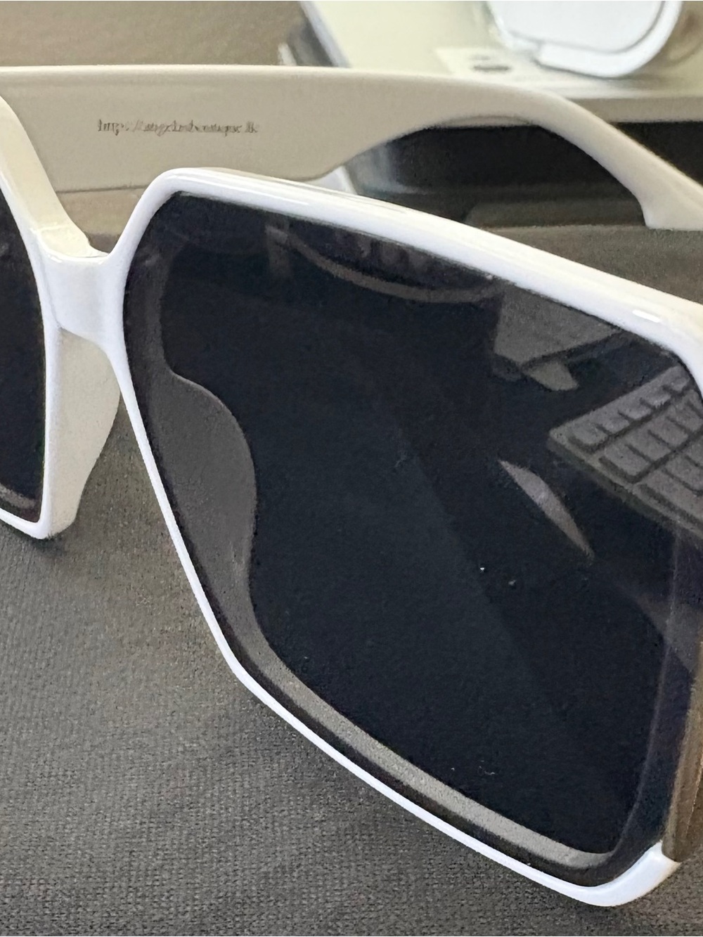 White Oversized Square Sunglasses with Black Lenses - Picture 4 of 5